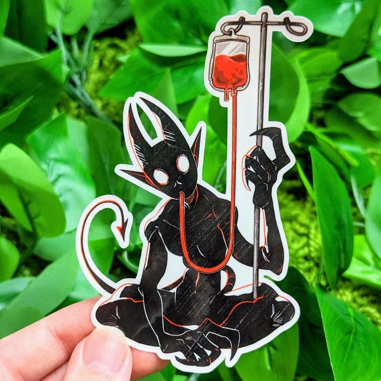 Blood Bag Demon Sticker - Stay Weird Kids