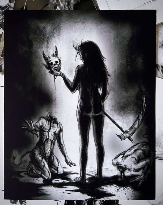 Witchy Goddess Art Print- Gothic Dark Art