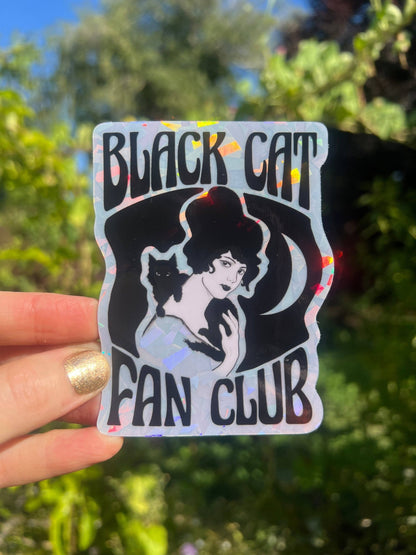 Black Cat Fan Club Holographic Sticker - Stay Weird Kids