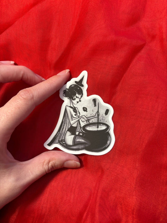 Cauldron Witch Vinyl Sticker - Stay Weird Kids